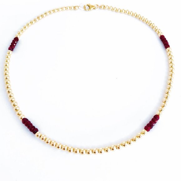 15” Choker + Faceted Rubies - Picture 1 of 5
